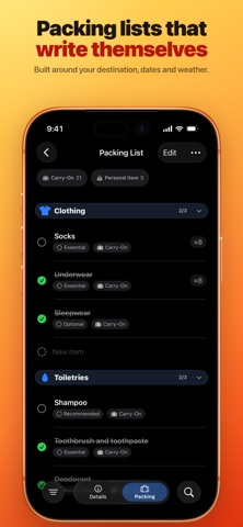 journeybot: trip packing list Screenshot 2 of 10