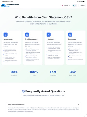 Card Statement CSV iPad screenshot