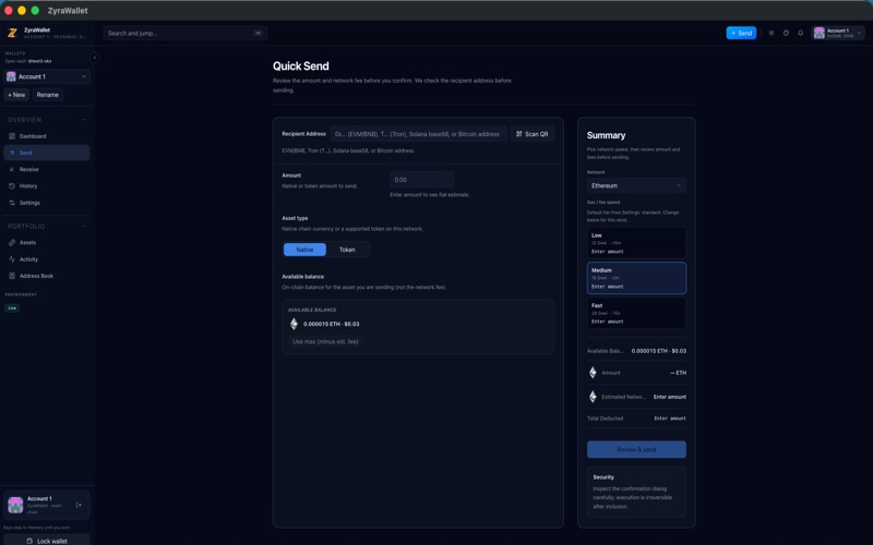 ZyraWallet screenshot