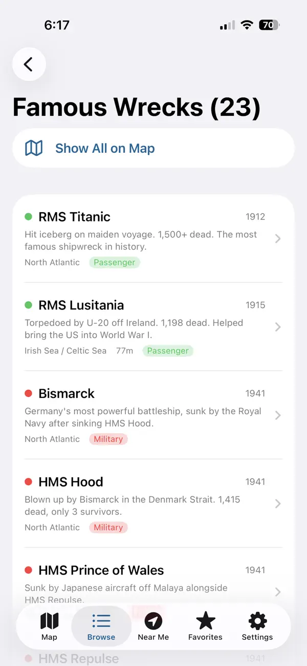 #3. WreckMap (iOS) Por: Arctic Surf Designs