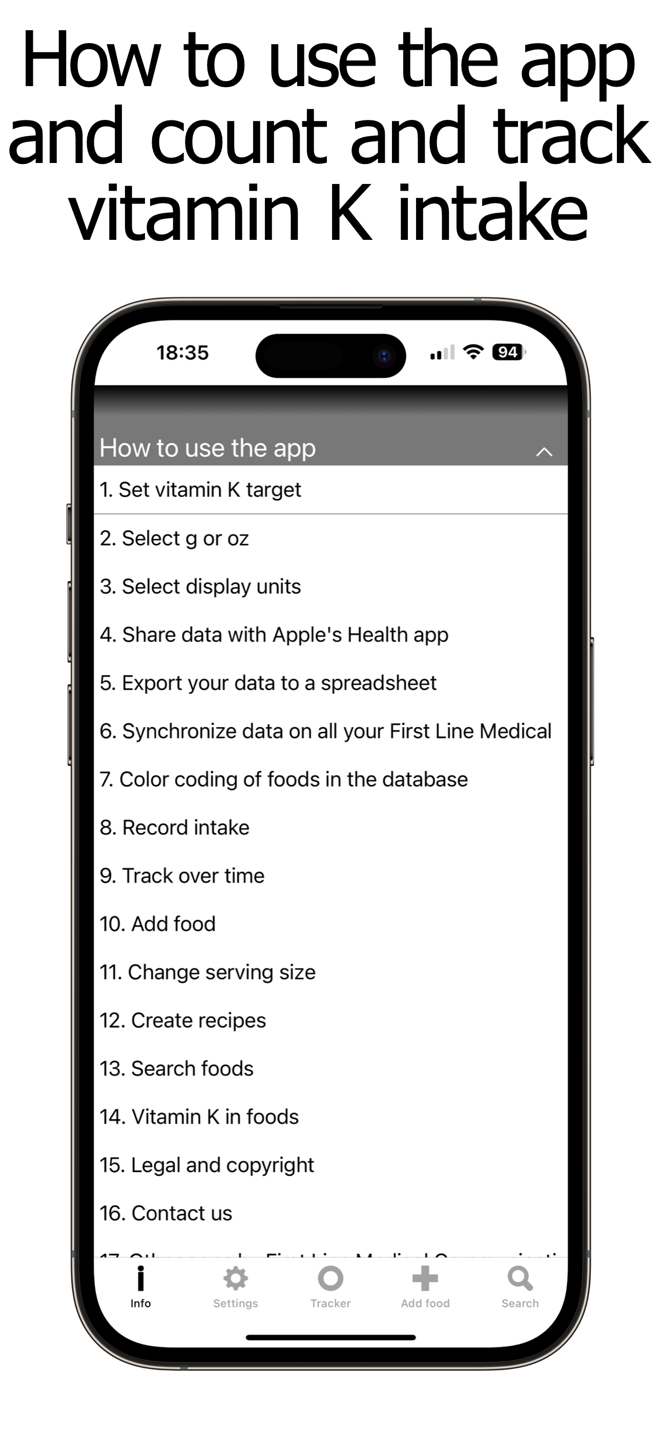 Vitamin K Counter & Tracker