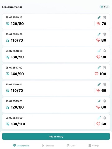Blood Pressure Log - BPJournal iPad screenshot