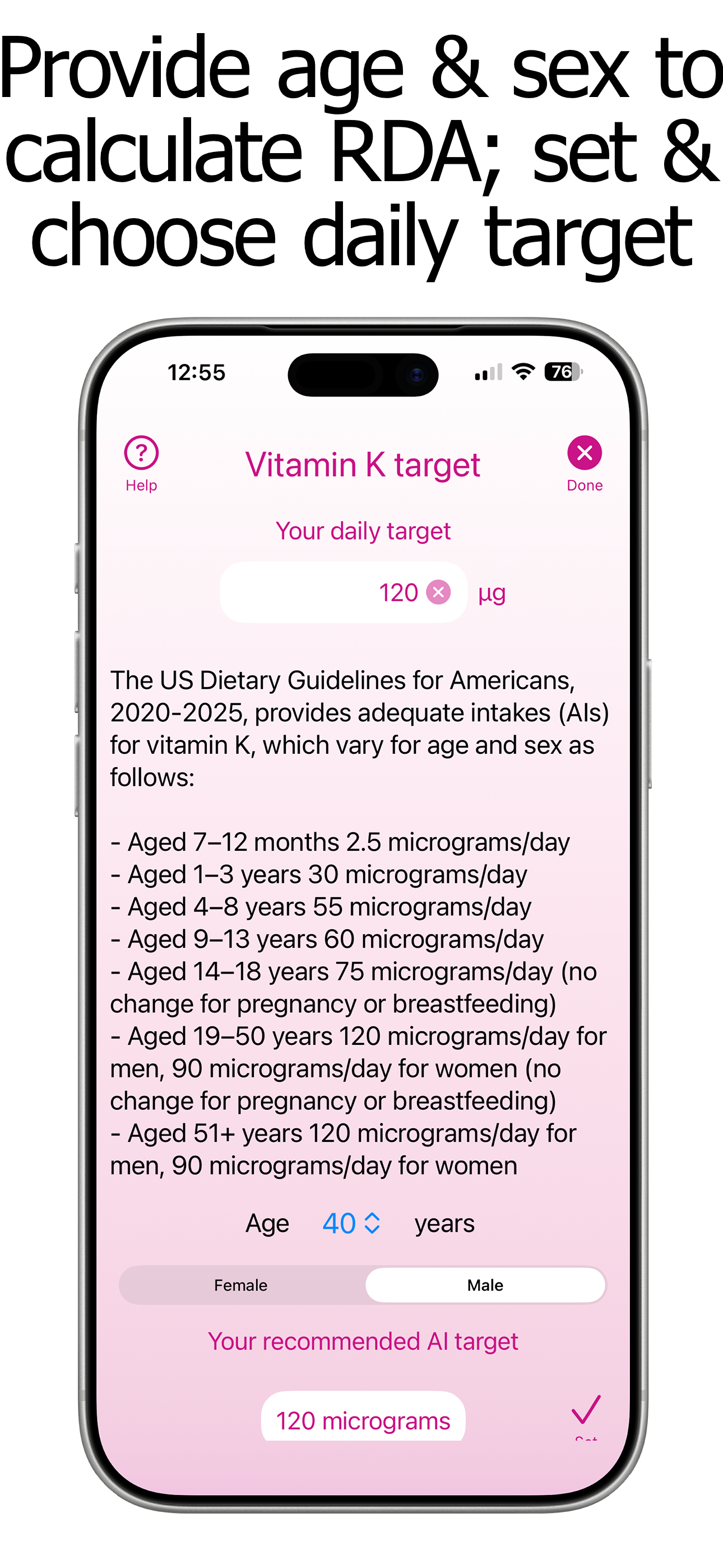 Vitamin K Counter & Tracker