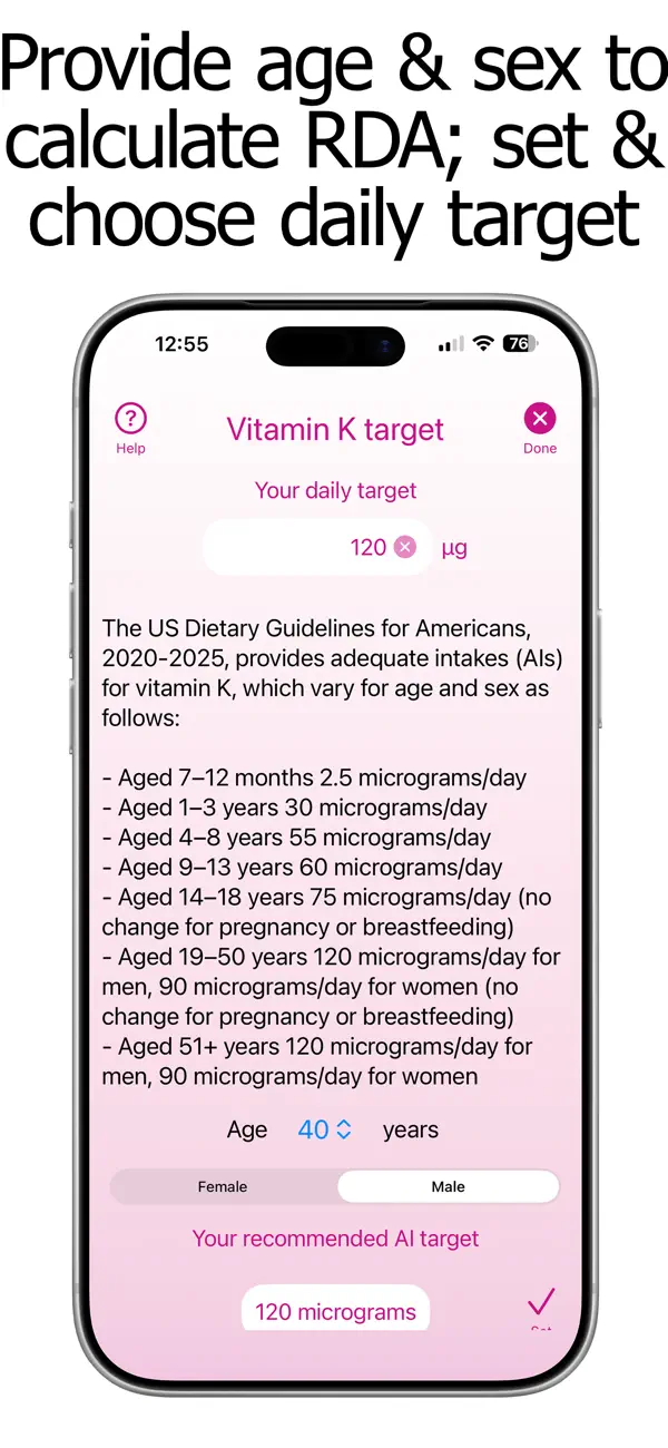 Screenshot #1 pour Vitamin K Counter & Tracker