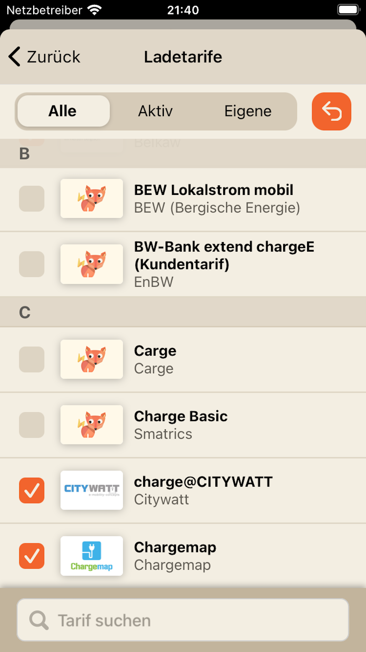 Ladefuchs: EV Strompreise