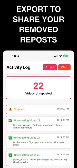 UnRepostAll: Repost Remover iPhone screenshot 5