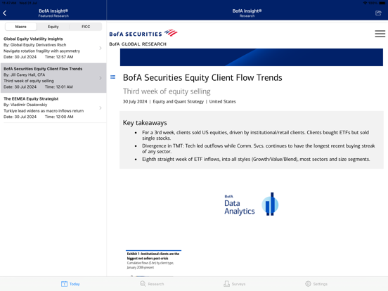 BofA Insight iPad screenshot 5 - Finance app