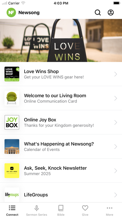 Newsong Fellowship iPhone screenshot 1 - Education app