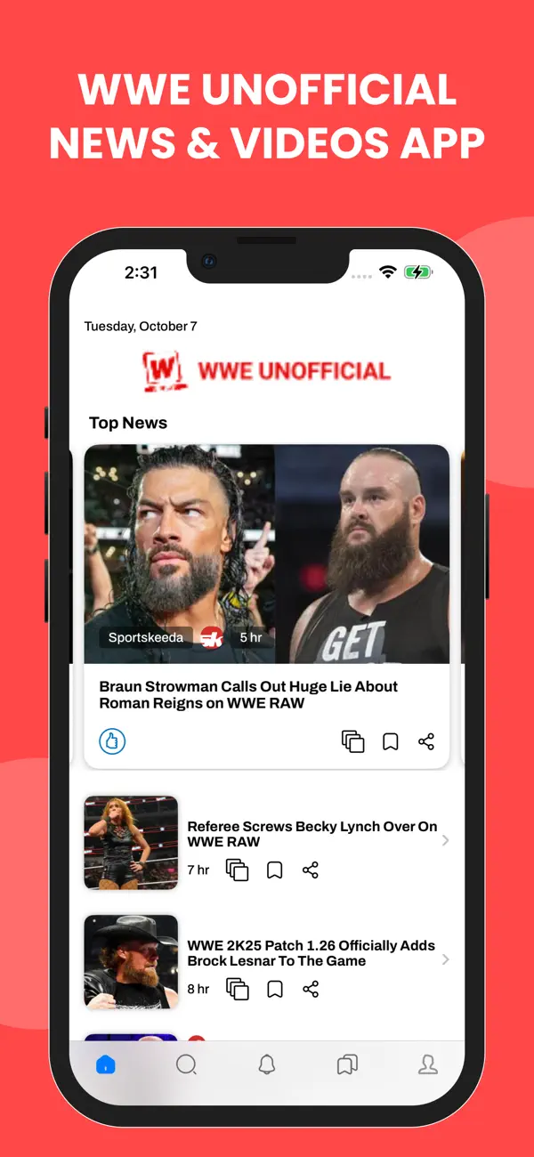 Screenshot #1 pour WWE Unofficial News & Videos