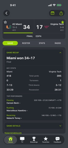 Virginia Tech Football iPhone screenshot