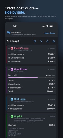 AI Cockpit: Usage & Limits Screenshot 3 of 6