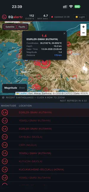 EQAlertr - Deprem Takibi iPhone screenshot 4