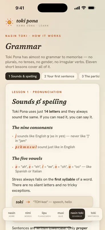kama sona — learn toki pona screenshot 4 of 6