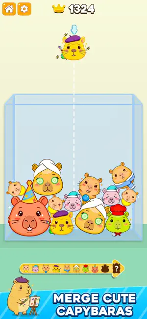 Capybara Merge – Drop Puzzle screenshot 1