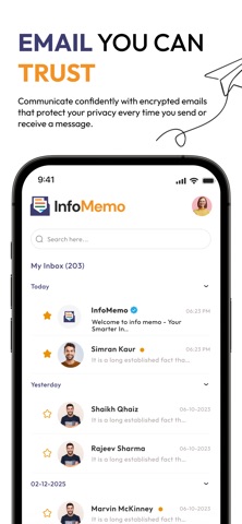 InfoMemo: Secure Mail iPhone screenshot