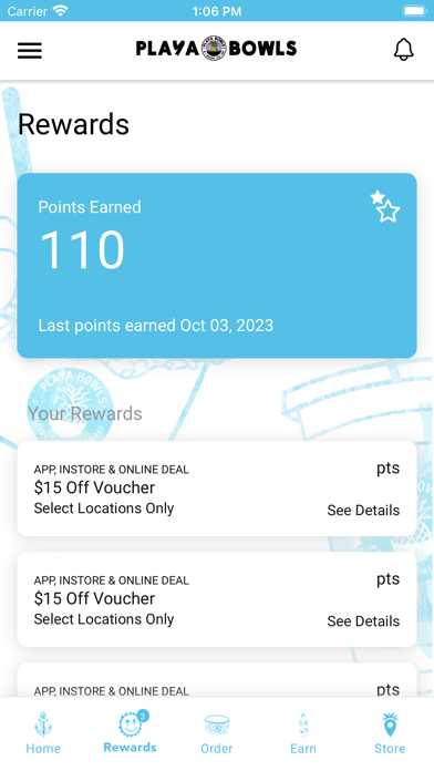 Playa Bowls Rewards Screenshot