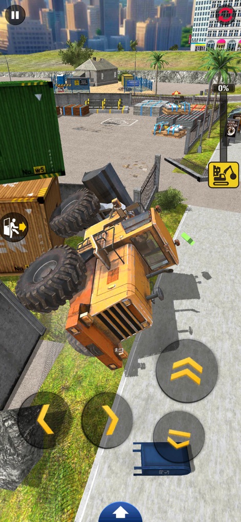 Demolition & Construction Inc. - Players face challenging maneuvers where unexpected overturned vehicle physics can occur amidst various industrial site elements.
