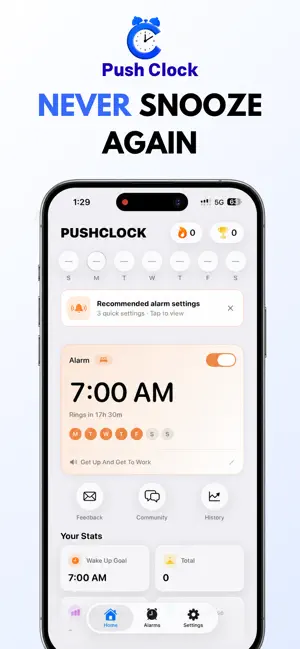 Push Clock UP:Loud Alarm Clock iPhone screenshot 1