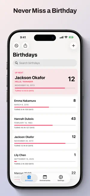 Milestone: Birthdays screenshot 1