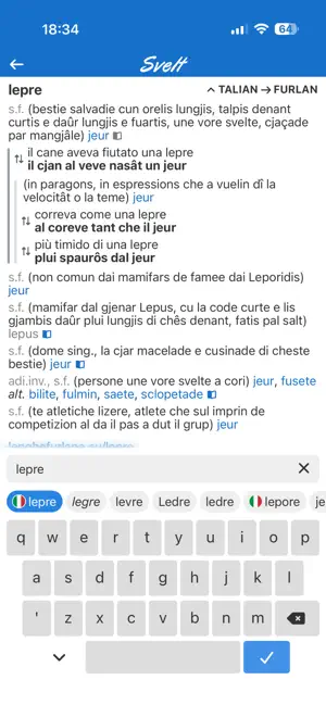 Svelt: Friulian Dictionary screenshot 2