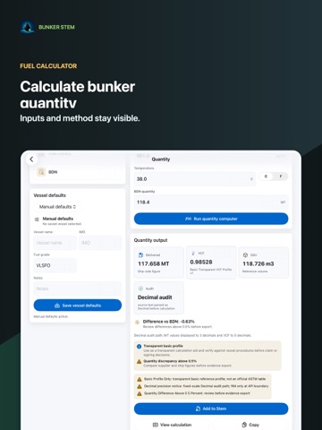 Bunker Stem: Fuel Calculator iPad screenshot