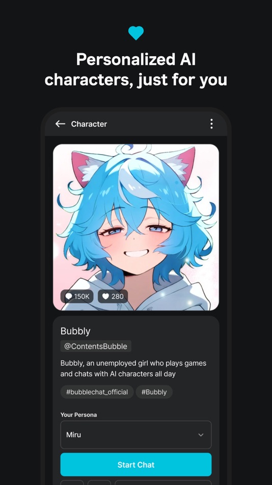 #2. BubbleChat – AI character chat (iOS) 由: Bubble Tap CO.,LTD.