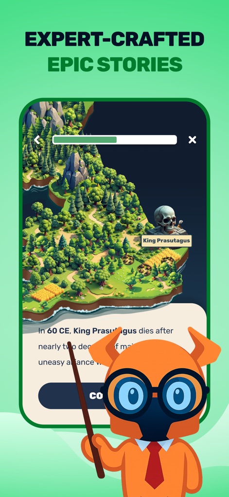 Paladin: Learn History - Plongez dans des récits historiques conçus par des experts, visualisés par des cartes isométriques détaillées et une progression claire pour guider l'utilisateur à travers le passé.