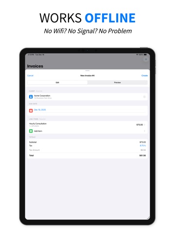 Offline Invoice: Paper Invoice iPad screenshot