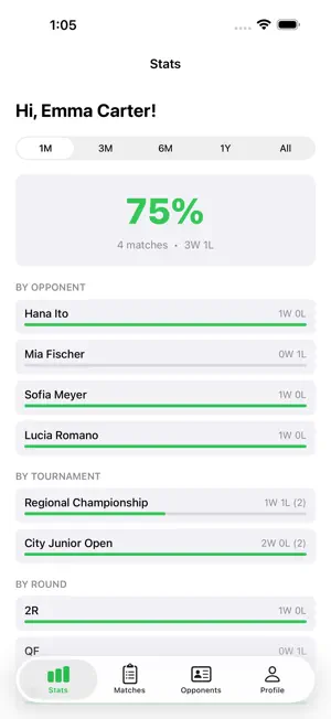 MatchLog for Tennis Players screenshot 1