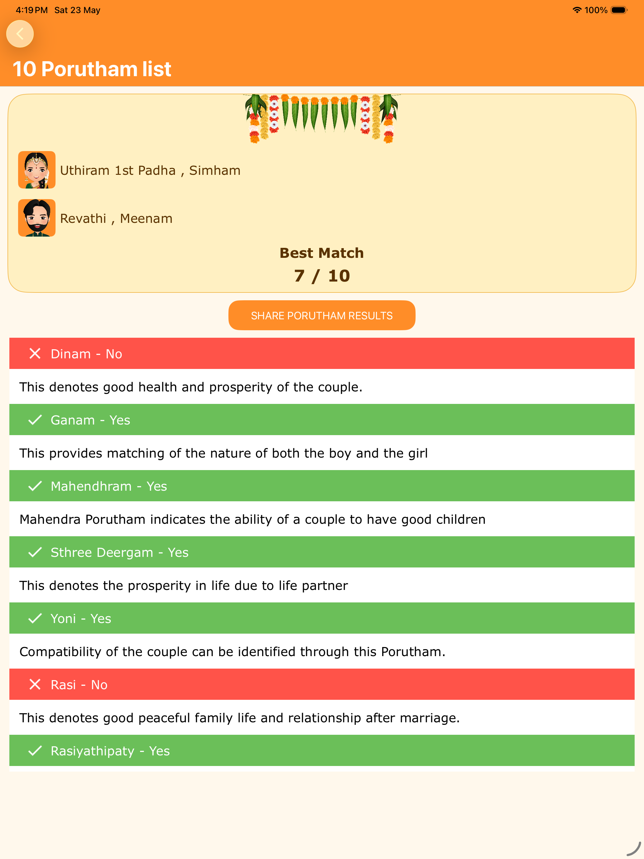 10 Porutham - Marriage Match