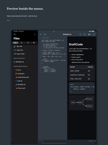 DraftCode: Code & Text Editor iPad screenshot 2