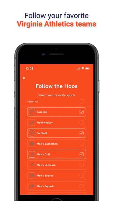 Virginia Sports Mobile App Screenshot