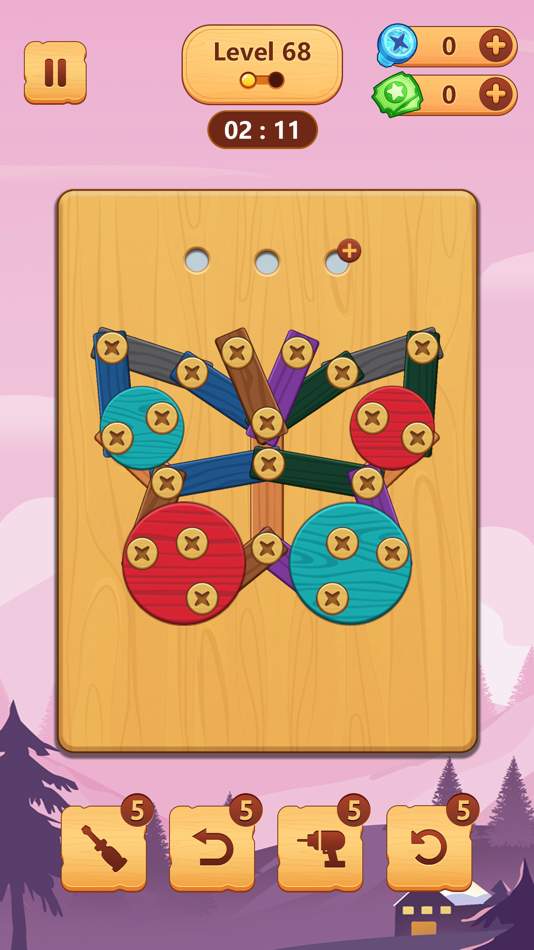 #3. Wood Block Puzzle: Screw Bolts (iOS) By: 成都琥珀川科技有限公司