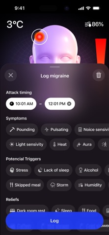 The Migraine Tracker Αρρ iPhone screenshot