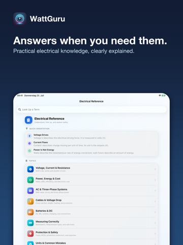 WattGuru iPad screenshot