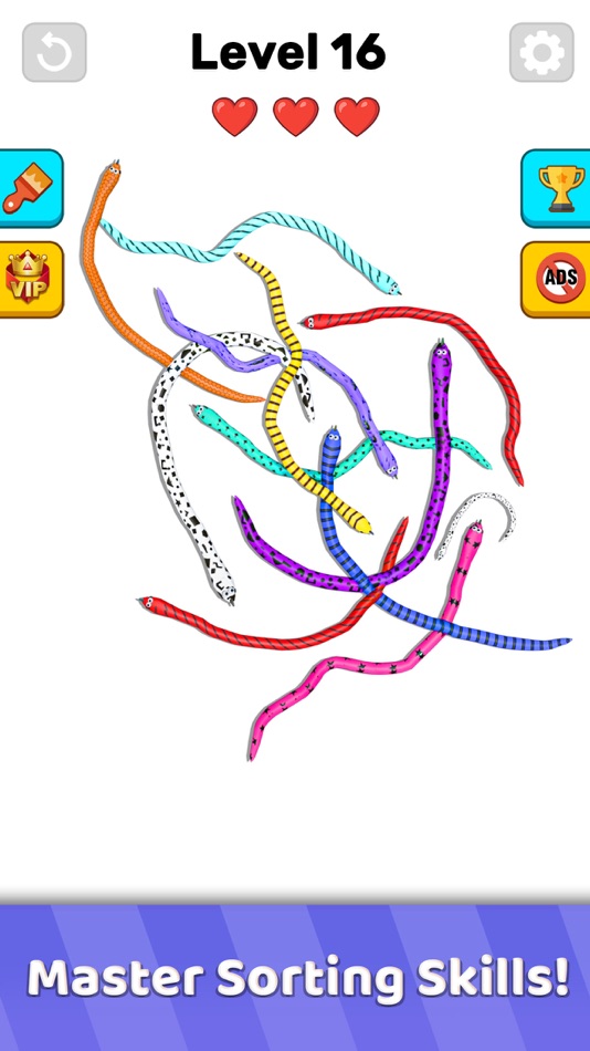 #2. Twisted Snakes: Sorting Game (iOS) By: Trendy Buy