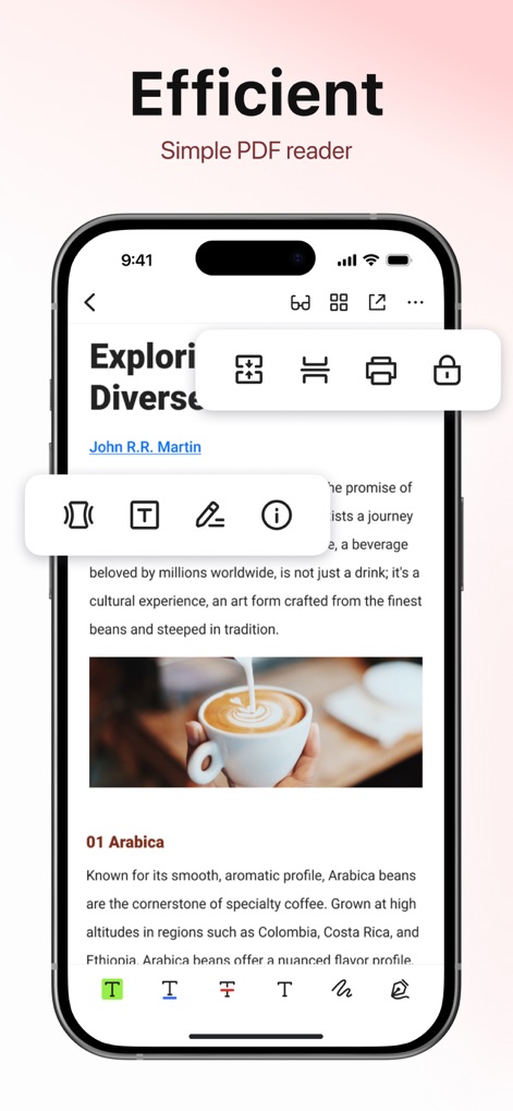 PDF Reader - Editor & Scanner - このアプリでは、PDFの内容をスムーズに閲覧できるだけでなく、キーコンテンツのハイライト表示や手書きの署名挿入が可能です。