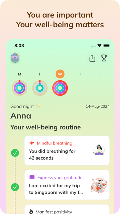 My Wellbeing Mental Health App Screenshot