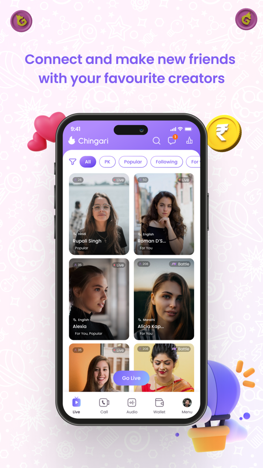 #1. Chingari : Live conversations (iOS) By: Tech4Billion Media Private Limited
