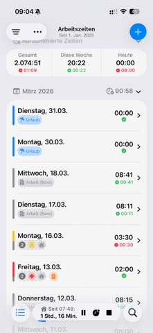 Arbeitszeit: Zeiterfassung — Screenshot 1