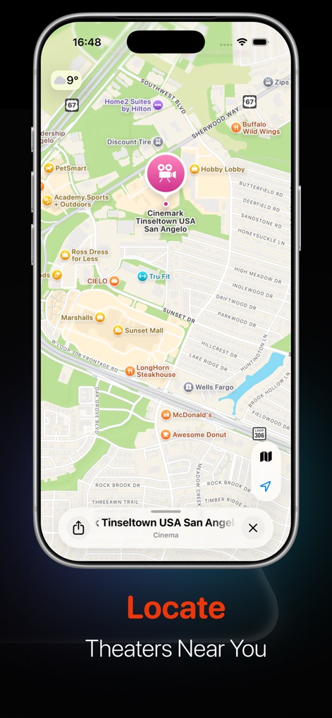 Noor Cinema : Movie App - This tool helps users effortlessly locate nearby cinemas on an interactive map and provides the precise cinema name and location details.