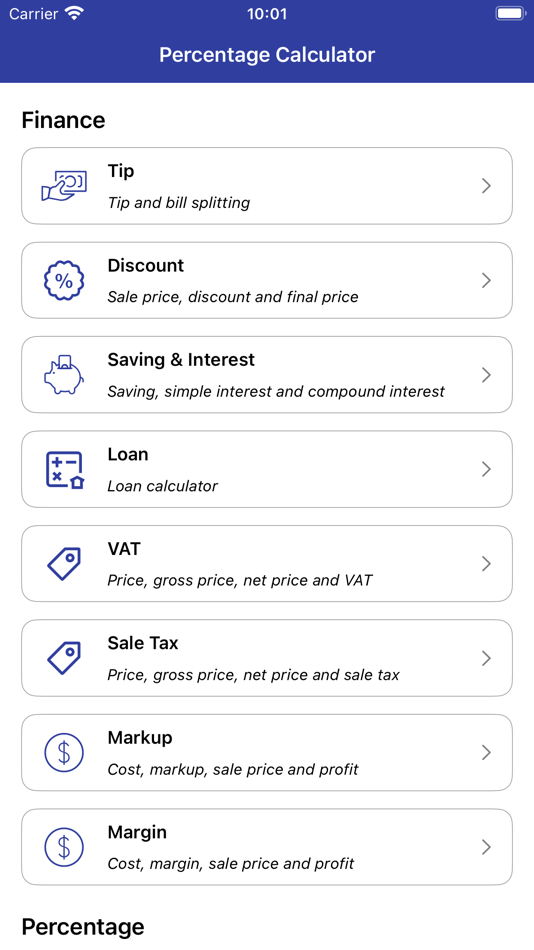 #1. Percentage Calculator - Cal (iOS) 由: 长宏 侯