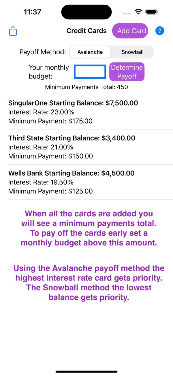 Screenshot #2 pour Credit Cards Payoff