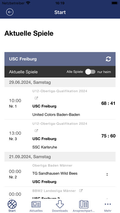 USC Freiburg Basketball Screenshot