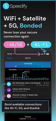 Speedify: Bond Satellite + 5G iPhone screenshot