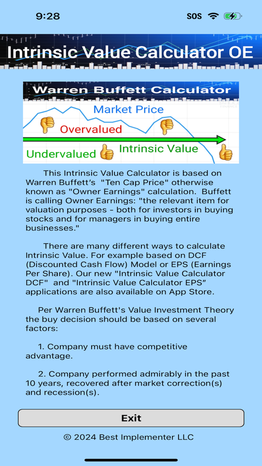 #5. Intrinsic Value Calculator OE (iOS) Podle: Best Implementer LLC