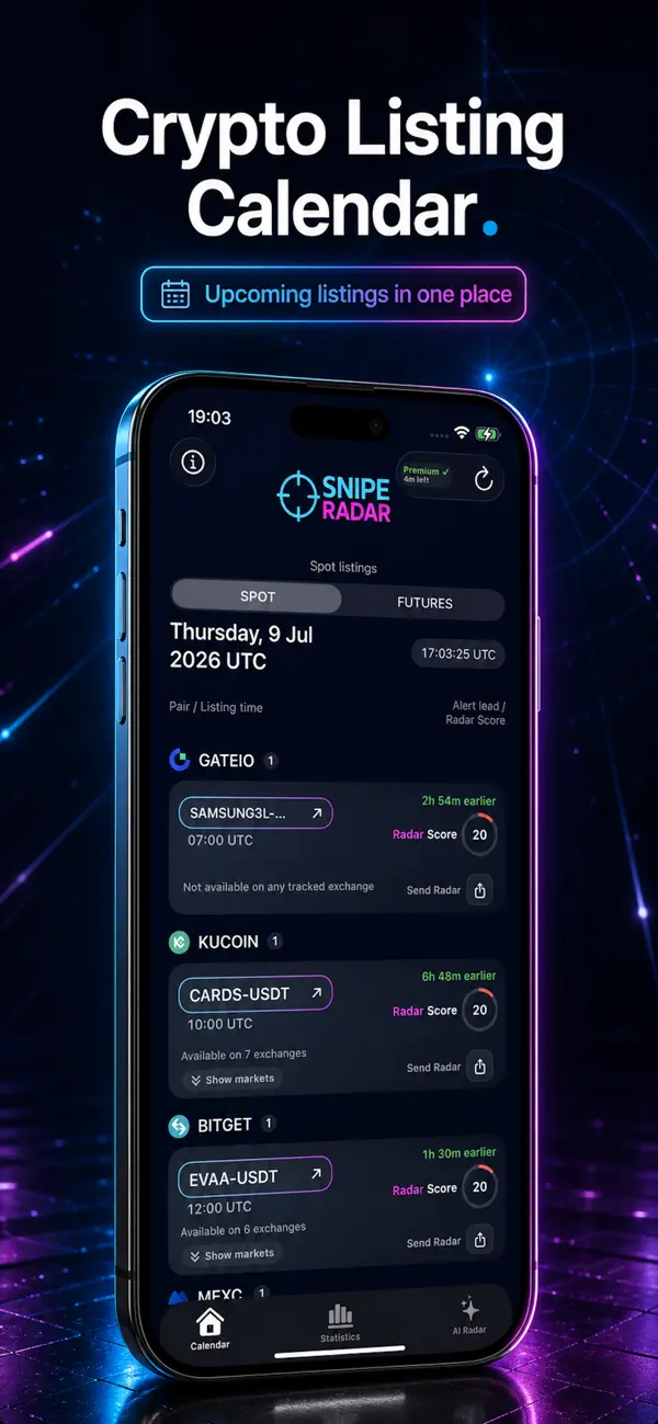 Screenshot #1 pour SnipeRadar - Crypto Listings
