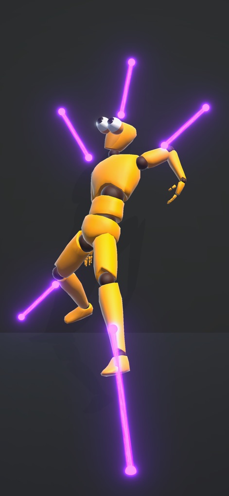 Elastic Playground:Ragdoll Fun - Explore the creative possibilities as the ragdoll figure undergoes extreme distortion from interconnected purple lines, illustrating the playful and experimental nature of the physics sandbox.