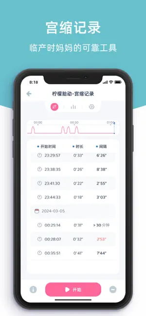 柠檬胎动点点-胎动计数器和宫缩记录器 iPhone screenshot 5