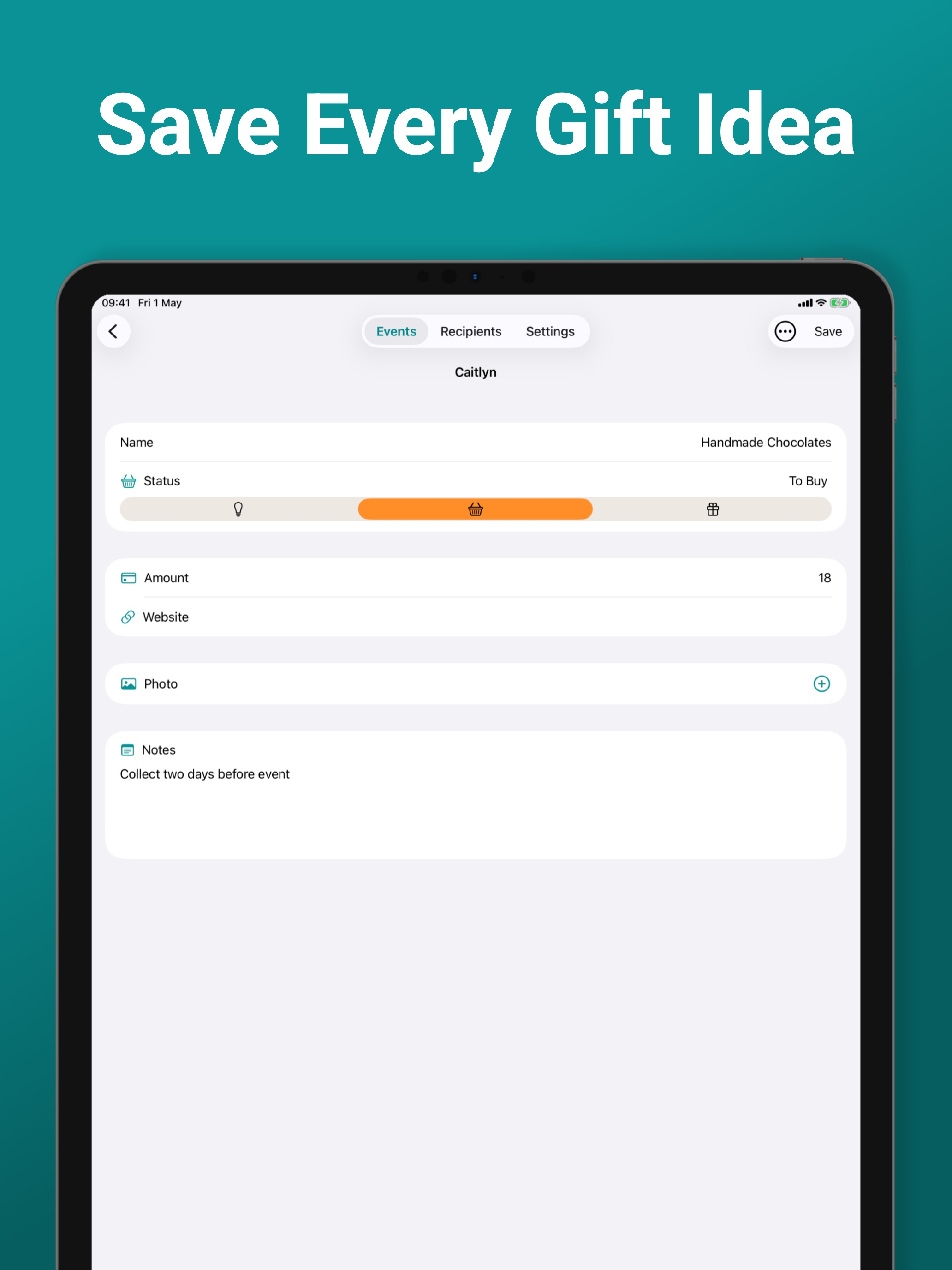 Gift List: Budget Tracker
